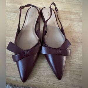 Burgundy leather sling back, size 9